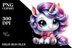 Cute Unicorn Playing with Cool Haircut PNG Product Image 1