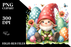 Baby Gnome in Grass with Easter Eggs PNG Product Image 2