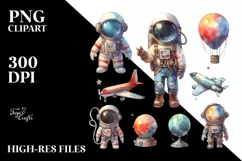 Colorful Vintage Astronaut Boy | Summer Clipart Product Image 1