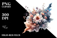 Vintage Flower Splashes, Pastel PNG Product Image 2