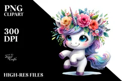 Cute Unicorn Dancing with Cool Haircut PNG Product Image 2