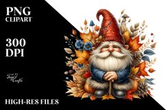 Watercolor Autumn Gnome PNG Product Image 1