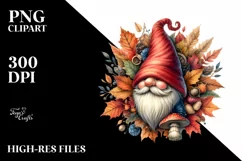 Watercolor Autumn Gnome PNG Product Image 3