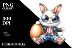 Happy Bunny with Egg, PNG Product Image 2