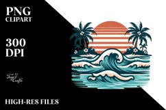 Retro Tropical Island Waves, PNG Product Image 2