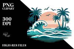 Tropical Island Waves, Clipart PNG Product Image 2