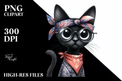 Funny Skinny Black Cat with Fancy es Product Image 1