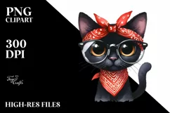 Funny Skinny Black Cat with Fancy es Product Image 1