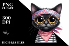 Funny Skinny Black Cat with Fancy es Product Image 1