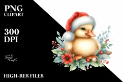 Cute Baby Duck with Santa Hat PNG Product Image 3