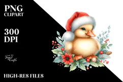 Cute Baby Duck with Santa Hat PNG Product Image 2