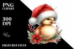 Cute Baby Duck with Santa Hat PNG Product Image 1