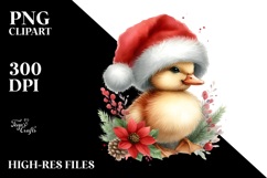 Cute Baby Duck with Santa Hat PNG Product Image 2