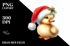 Cute Baby Duck with Santa Hat PNG Product Image 3