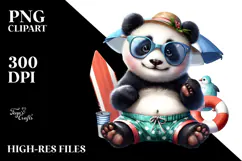 Digital Baby Panda with Beachwear PNG Product Image 2