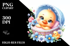 Colorful Baby Duck Watercolor Clipart Product Image 3