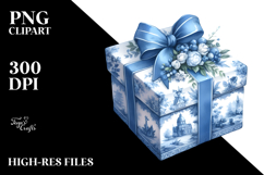 Blue Toile Gift, Elegant PNG Product Image 2