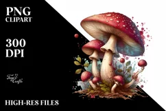 Detailed Mushroom Watercolor Splash PNG Product Image 3