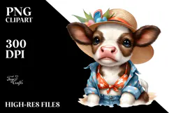 Digital Baby Cow with Beachwear PNG Product Image 2