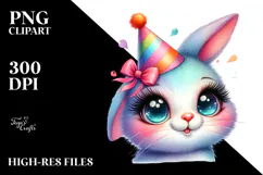 Cute Baby Bunny with Party Hat PNG Product Image 2