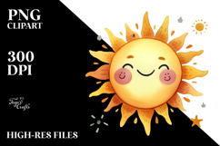 Simple Smiling Sun with Clouds, High-Res PNG Product Image 2