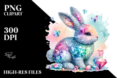 Colorful Pastel Bunny Made of Diamonds, PNG Product Image 2