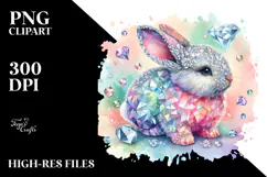 Diamond Bunny on Splashy Background PNG Product Image 2
