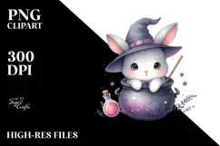 Cute Baby Bunny Popping Out from Witch Potion PNG Product Image 2