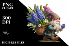 Gnome with Hyacinth Bouquet | Sublimation | Clipart Product Image 3