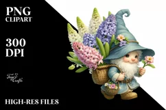Gnome with Hyacinth Bouquet | Sublimation | Clipart Product Image 3