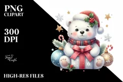 Cute Polar Bear with Gift Box, Transparent PNG Product Image 3