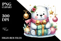 Cute Polar Bear with Gift Box, Transparent PNG Product Image 3