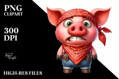 Funny Pig Standing with Bandana | Clipart Product Image 3