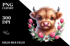 Cute Baby Highland Cow Wreath Product Image 3