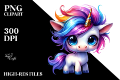 Cute Baby Unicorn Playing with Cool Haircut PNG Product Image 2