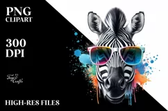 Quirky Colorful Sunglasses, Zebra | Sublimation Clipart Product Image 1