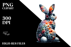 Vintage Bunny Abstract Flowers, Pastel PNG Product Image 2