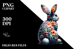 Vintage Bunny Abstract Flowers, Pastel PNG Product Image 2