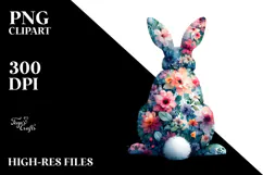 Vintage Bunny Abstract Flowers, Pastel PNG Product Image 2