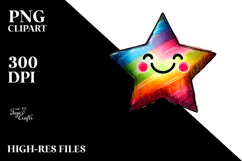 Colorful Smiling Moon with Stars, PNG Product Image 2