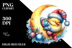Baby Chicken Christmas Moon | Clipart Product Image 3