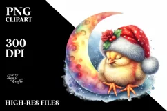 Baby Chicken Christmas Moon | Clipart Product Image 3