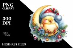 Baby Chicken Christmas Moon | Clipart Product Image 3