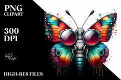 Quirky Colorful Sunglasses, Butterfly | Sublimation Clipart Product Image 3