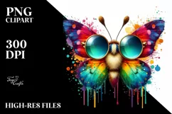 Quirky Colorful Sunglasses, Butterfly | Sublimation Clipart Product Image 1