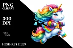 Jumping Dressed Baby Unicorn PNG Product Image 1