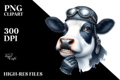 Thoughtful White Cow with Biker Hat Product Image 1