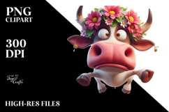 Silly Flower Crown Cow PNG Product Image 2