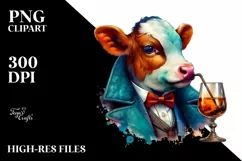 Colorful Baby Cow in Speakeasy PNG Product Image 3