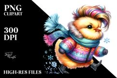 Posing Baby Chicken in Winter, PNG Product Image 2